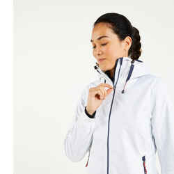 Women’s waterproof sailing jacket - wet-weather jacket SAILING 100 white