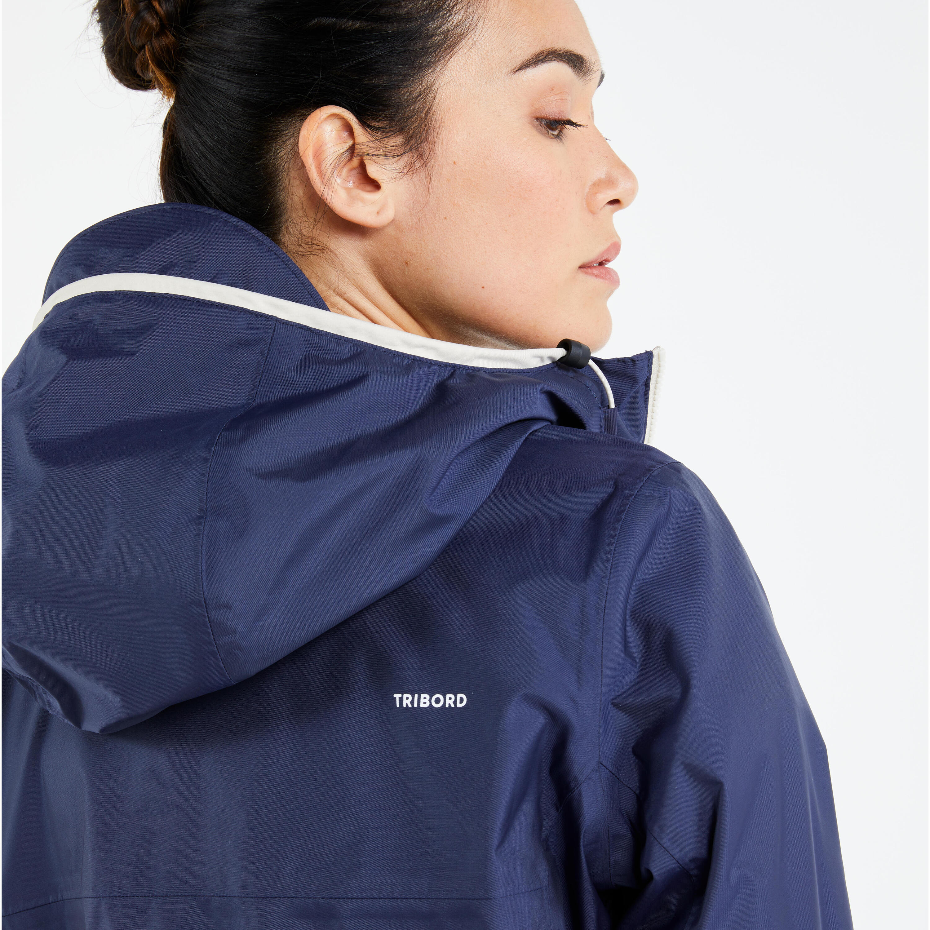 Women's sailing waterproof jacket - Wet-weather jacket SAILING 100 navy blue 5/8