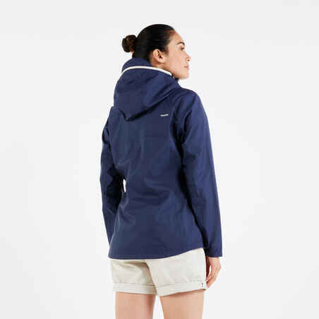 Women's sailing waterproof jacket - Wet-weather jacket SAILING 100 navy blue