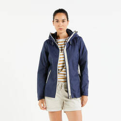 Women's sailing waterproof jacket - Wet-weather jacket SAILING 100 navy blue