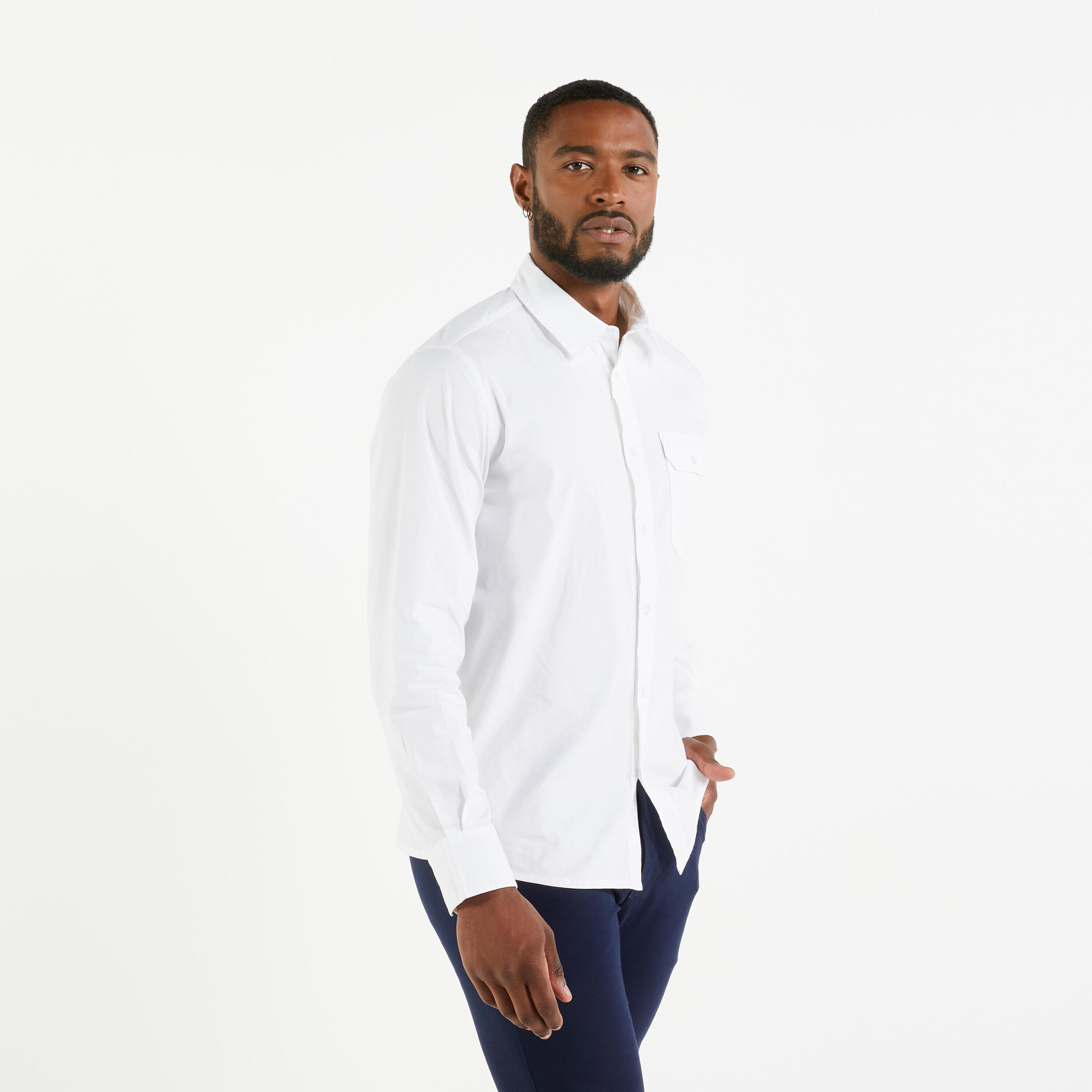 Men's Sailing Long Sleeve Shirt 100 - White 2/8