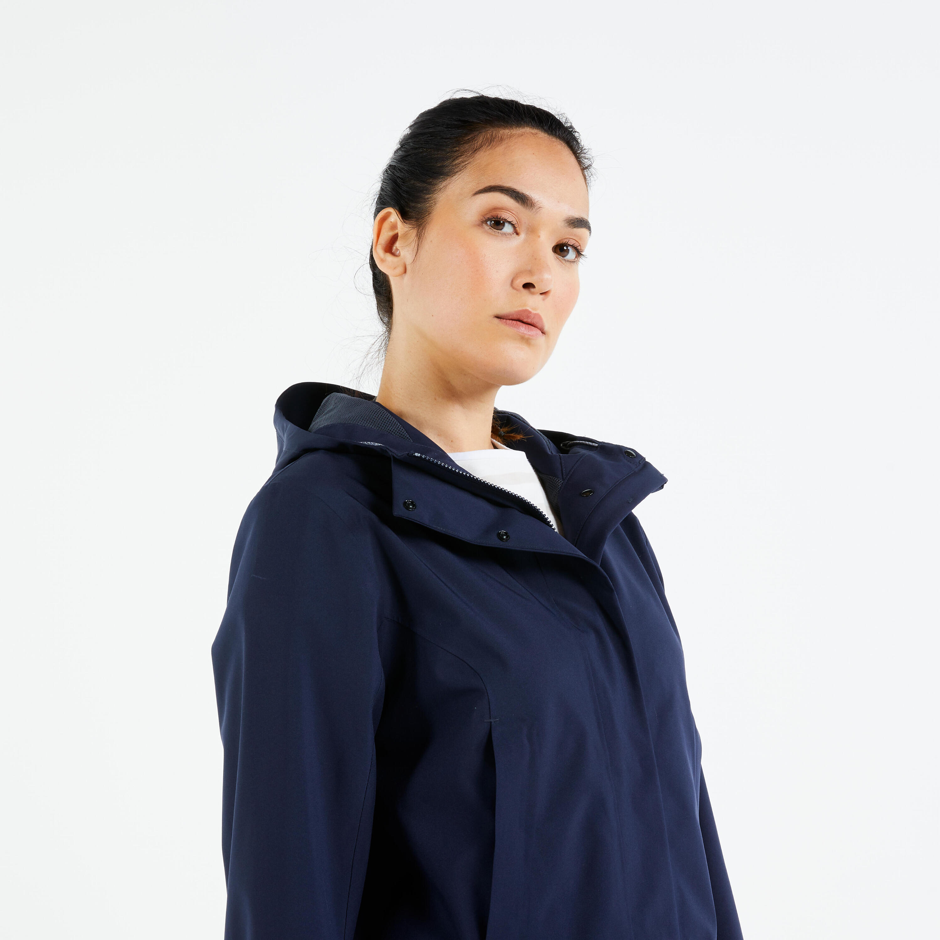 Jas Sailing 500 dames waterdicht lang marineblauw 15/39
