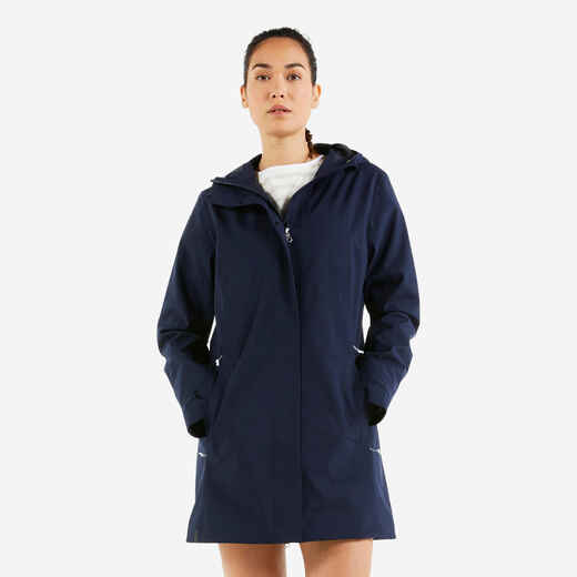 
      Chaqueta larga impermeable y rompevientos para mujer Tribord Sailing 300 azul
  