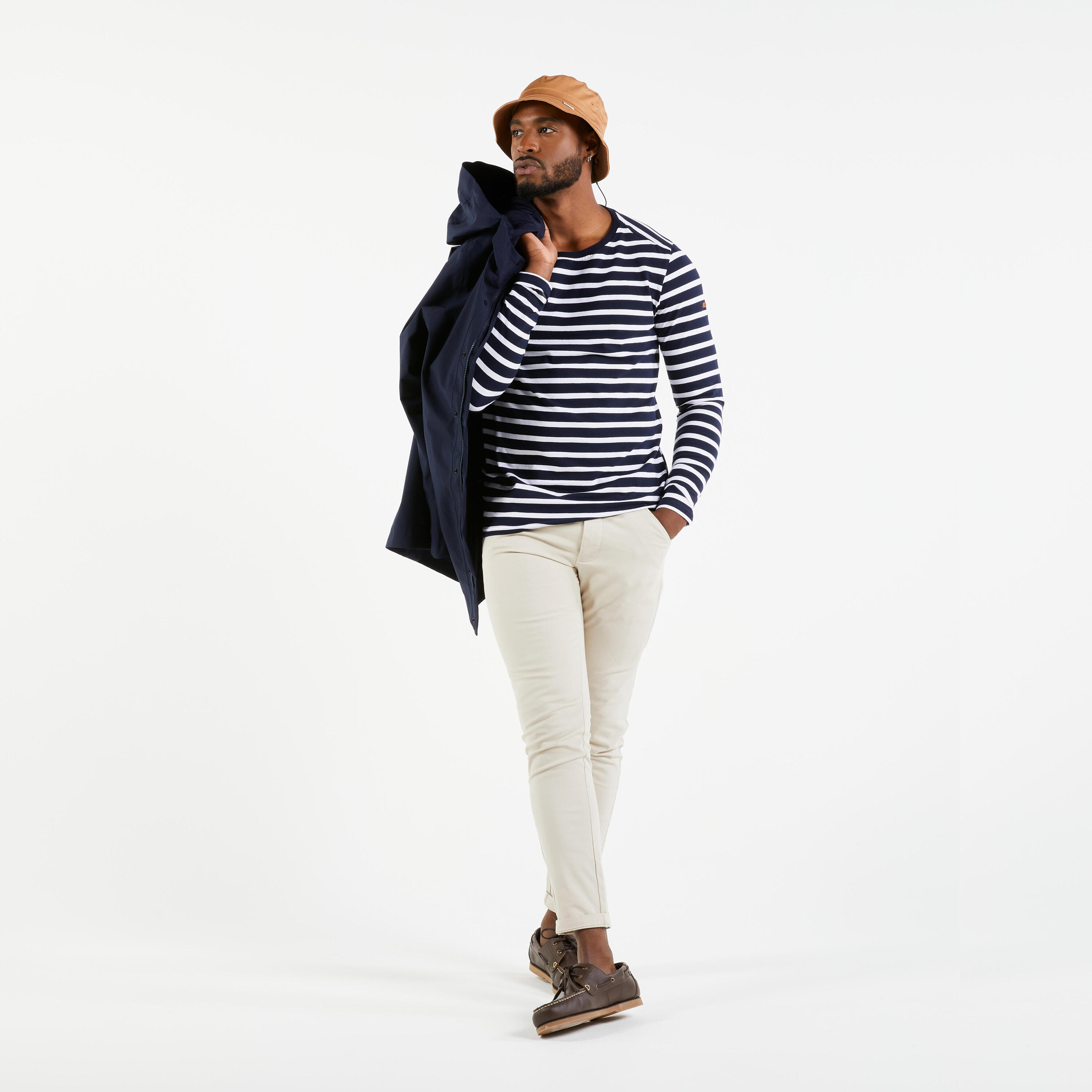 Marinière homme manches longues Sailing 100 Bleu blanc 4/5