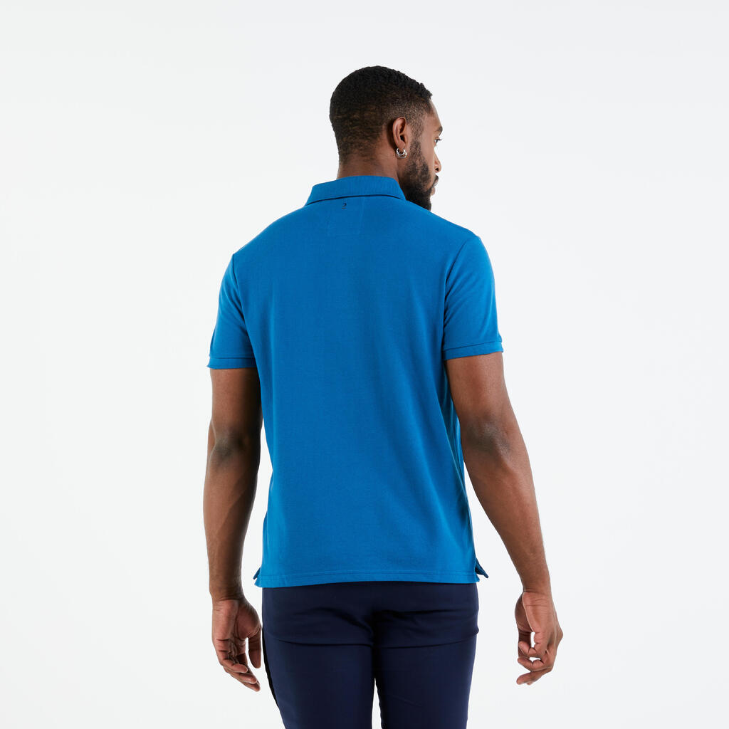 Polo marin homme manche courte Sailing 100 Blanc manche grise