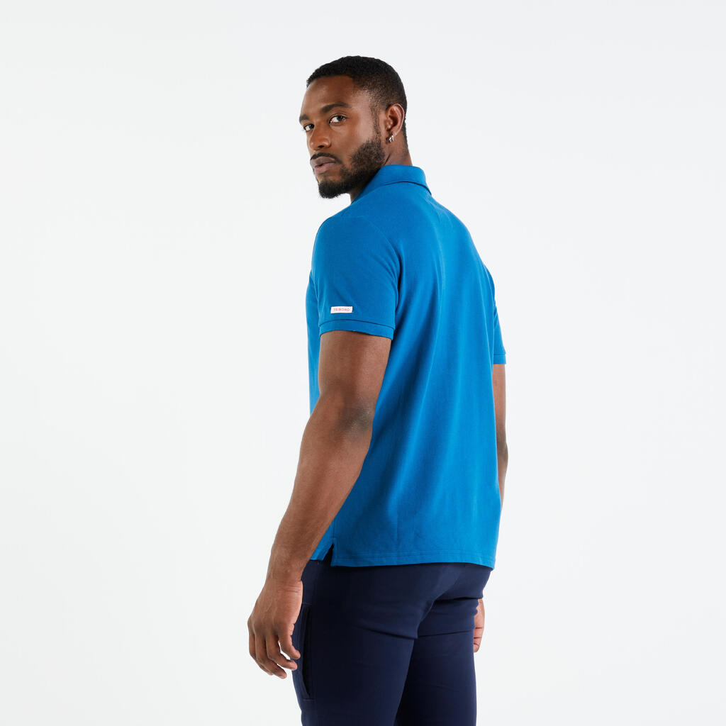 Polo marin homme manche courte Sailing 100 Blanc manche grise