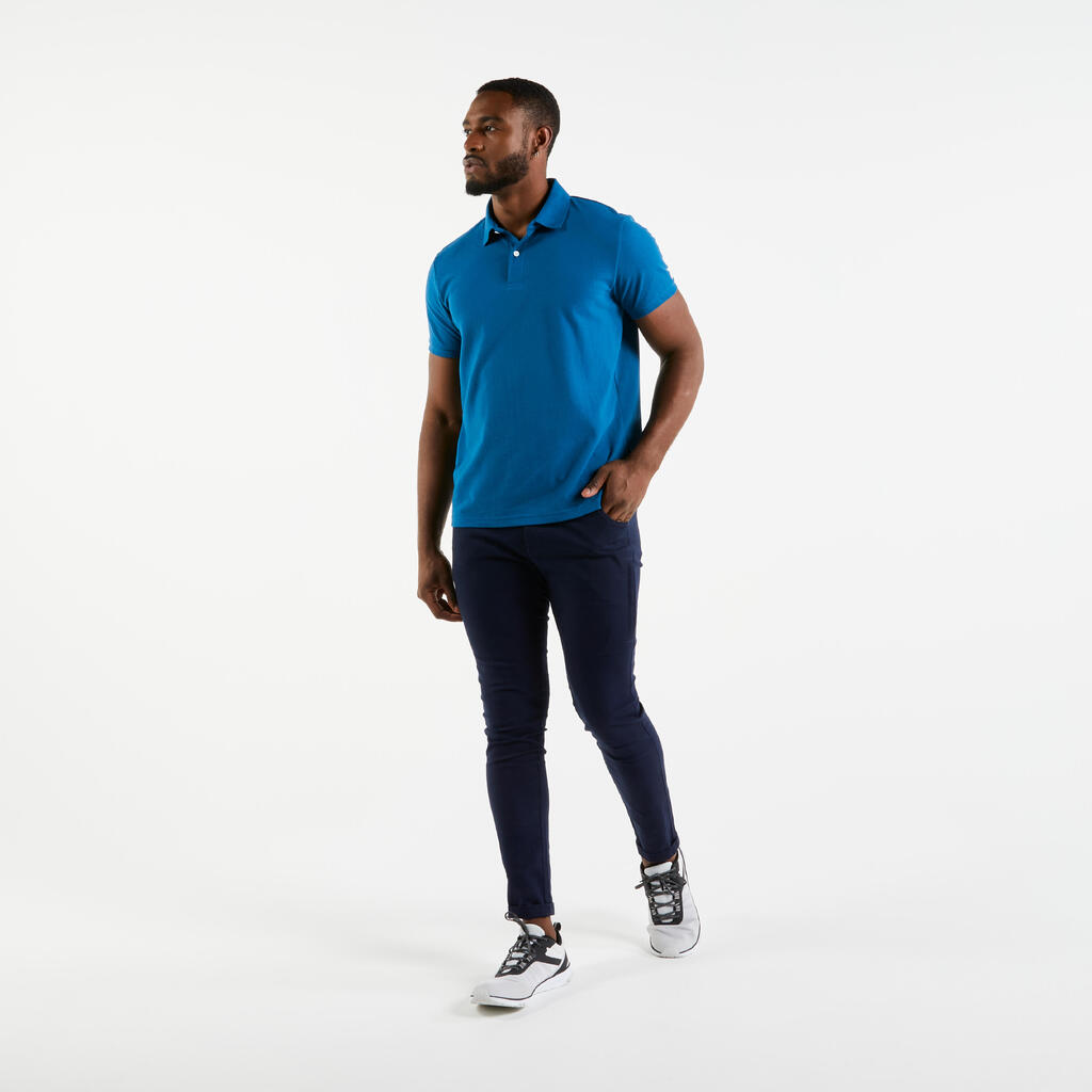 Polo marin homme manche courte Sailing 100 Blanc manche grise