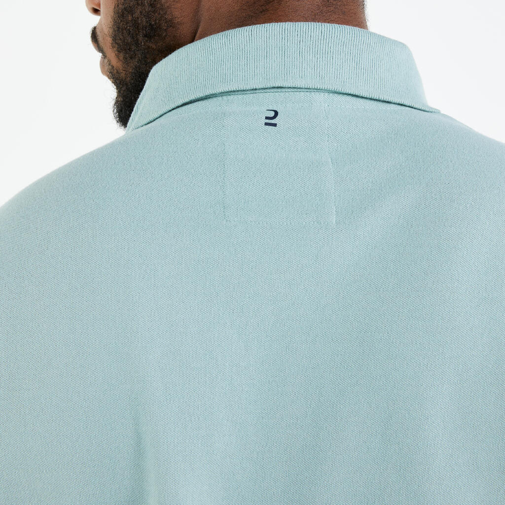 Polo marin homme manche courte Sailing 100 Blanc manche grise
