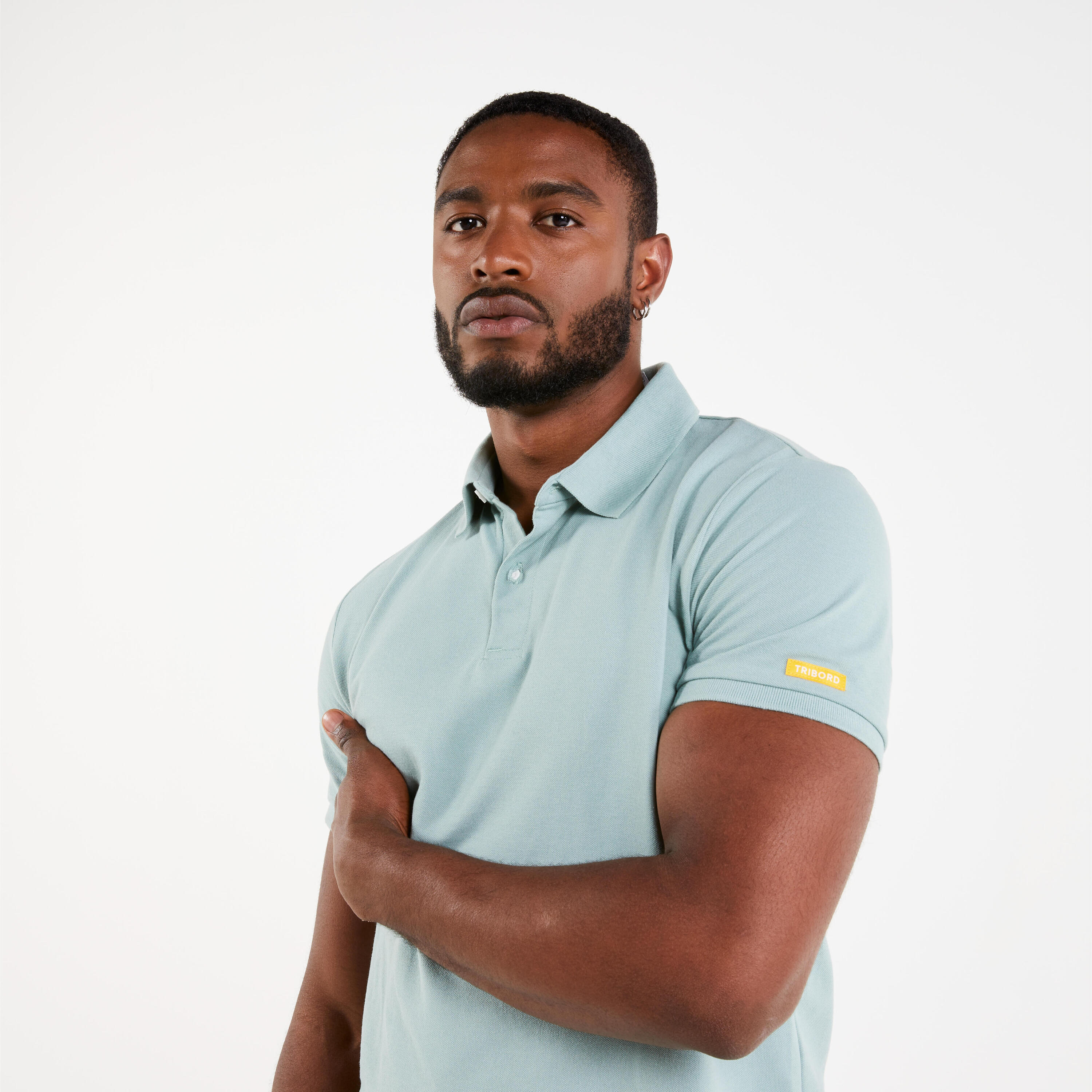Polo marin homme manche courte sailing 100 vert clair 3/8