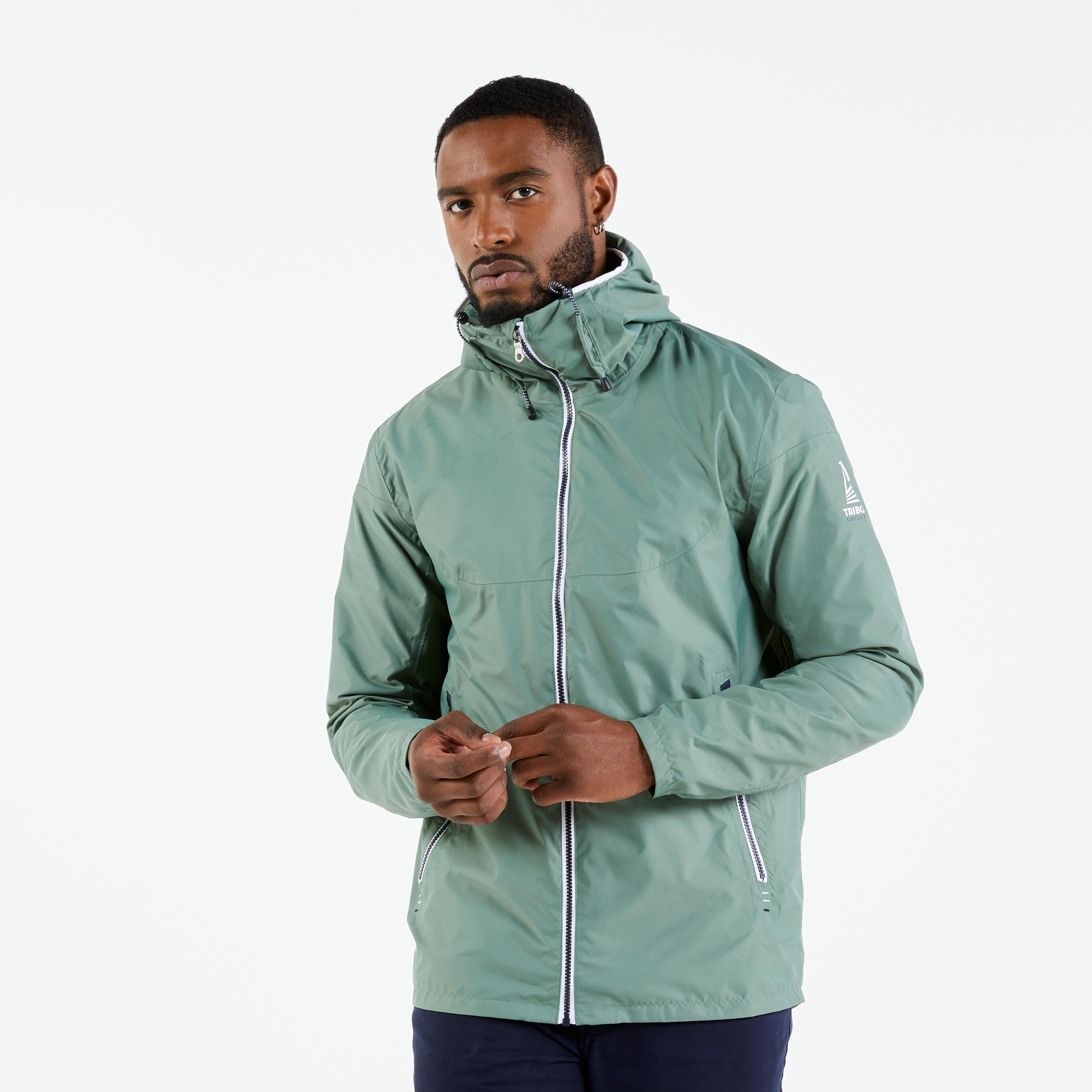 Waterproof sailing jacket - SAILING 100 Khaki windproof rain jacket