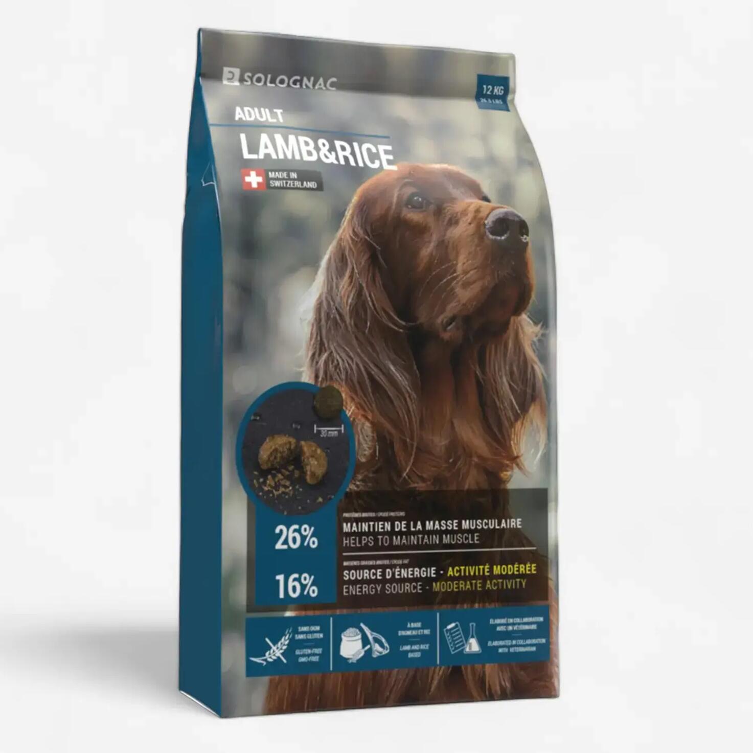 Pienso Perro Solognac Alimentación Croquetas Adulto Cordero-Arroz 12 kg