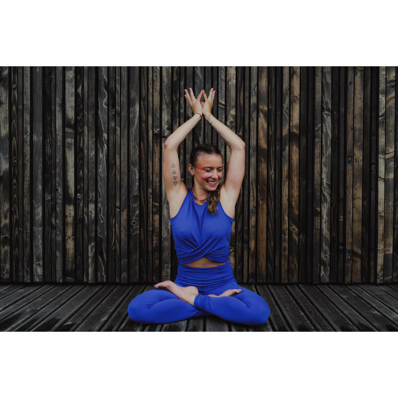 Top Yoga donna yoga PREMIUM cropped traspirante blu