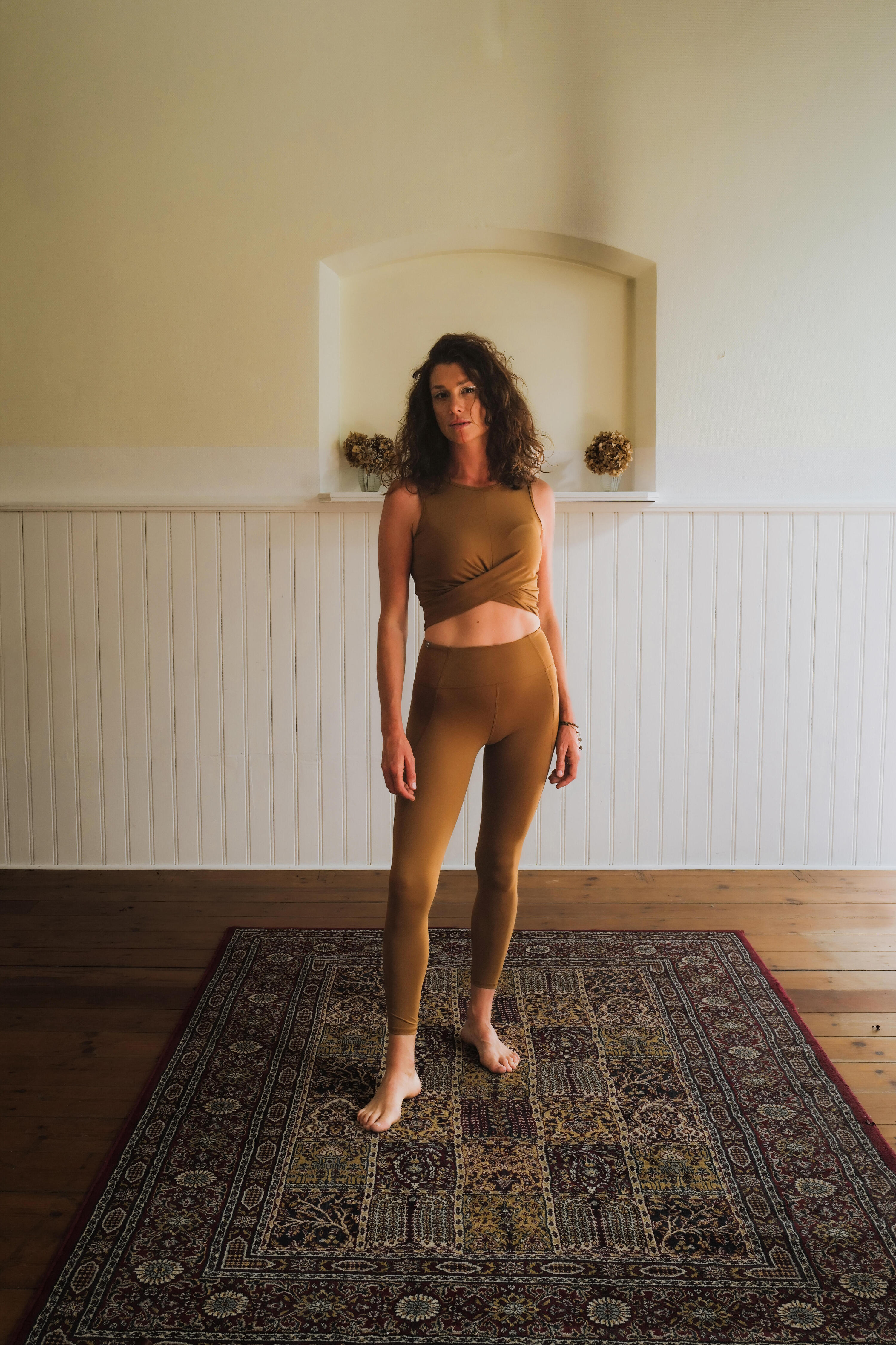 Malla legging largo yoga premium Mujer - Canela oscuro 5/8