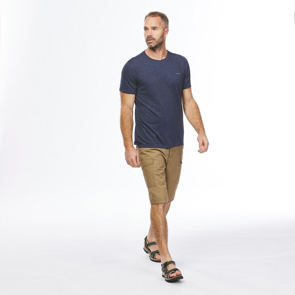 Playera de senderismo caqui para hombre NH500 Fresh