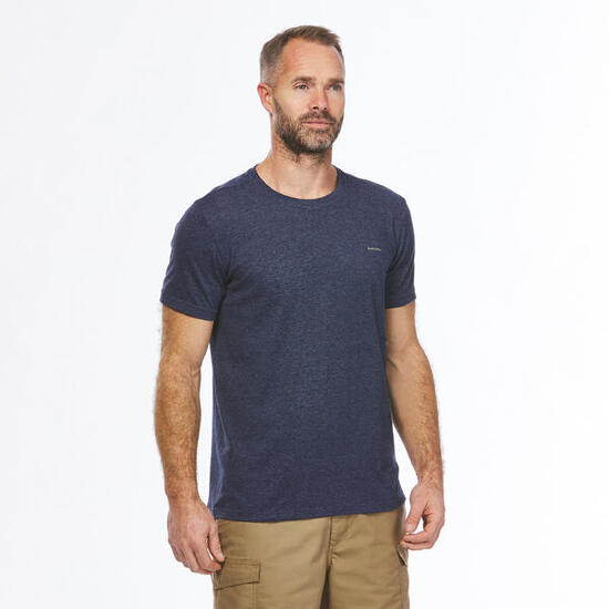 Camiseta de montaña y trekking manga corta Hombre Quechua NH500 Fresh naranja