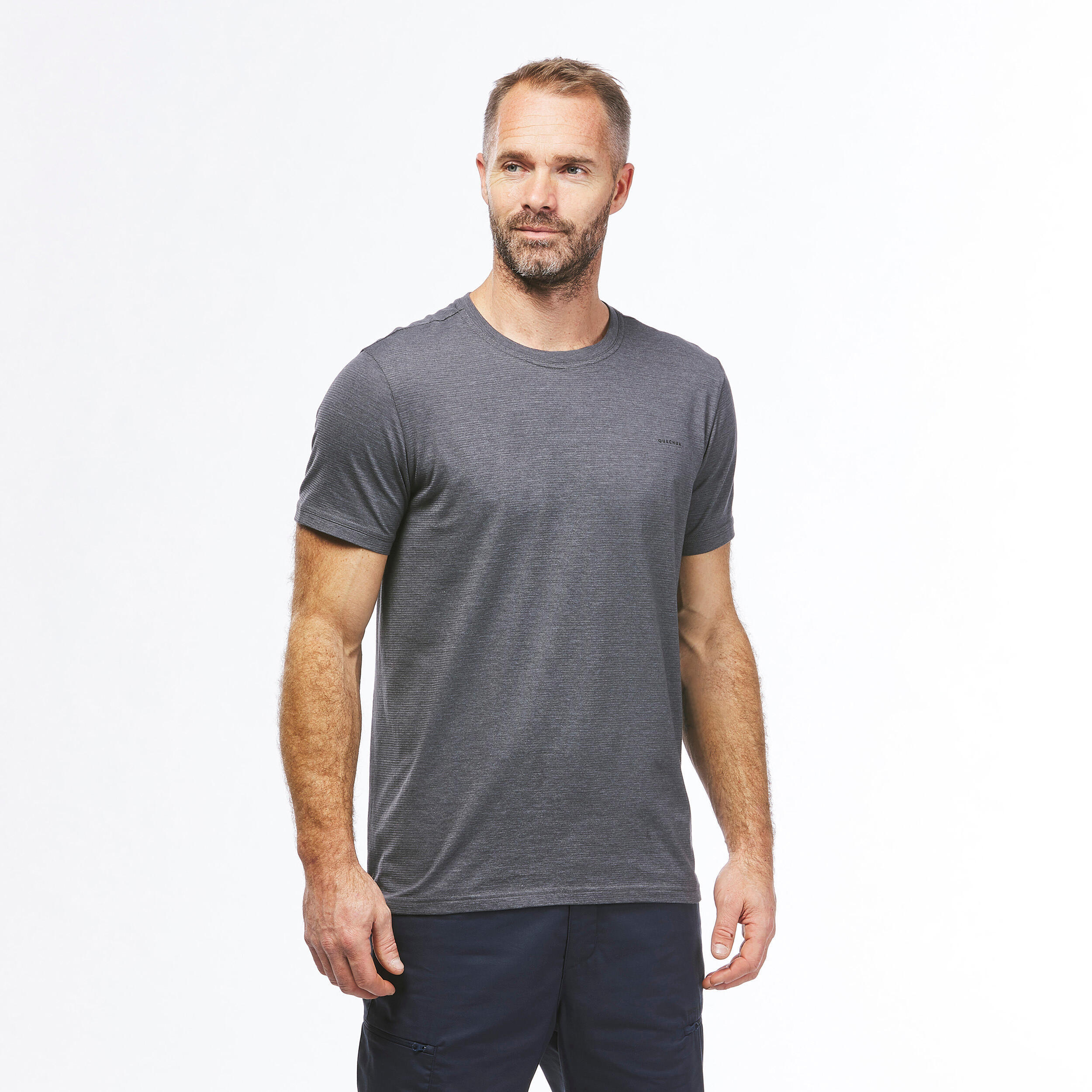 QUECHUA Men's NH500 fresh rec t-shirt grey