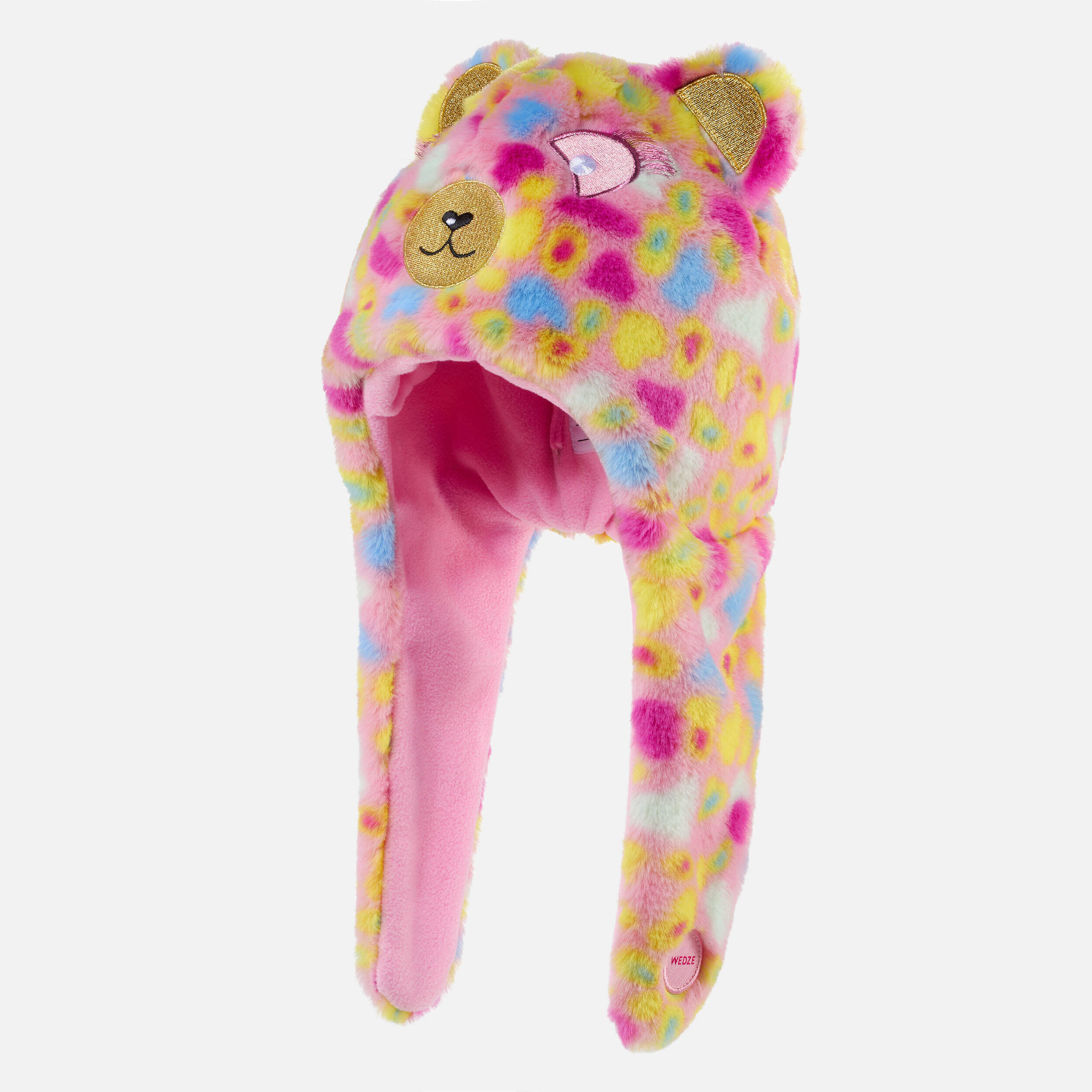 KIDS’ SKI HAT - PERUVIAN BEAR - PINK BLUE YELLOW -  3
