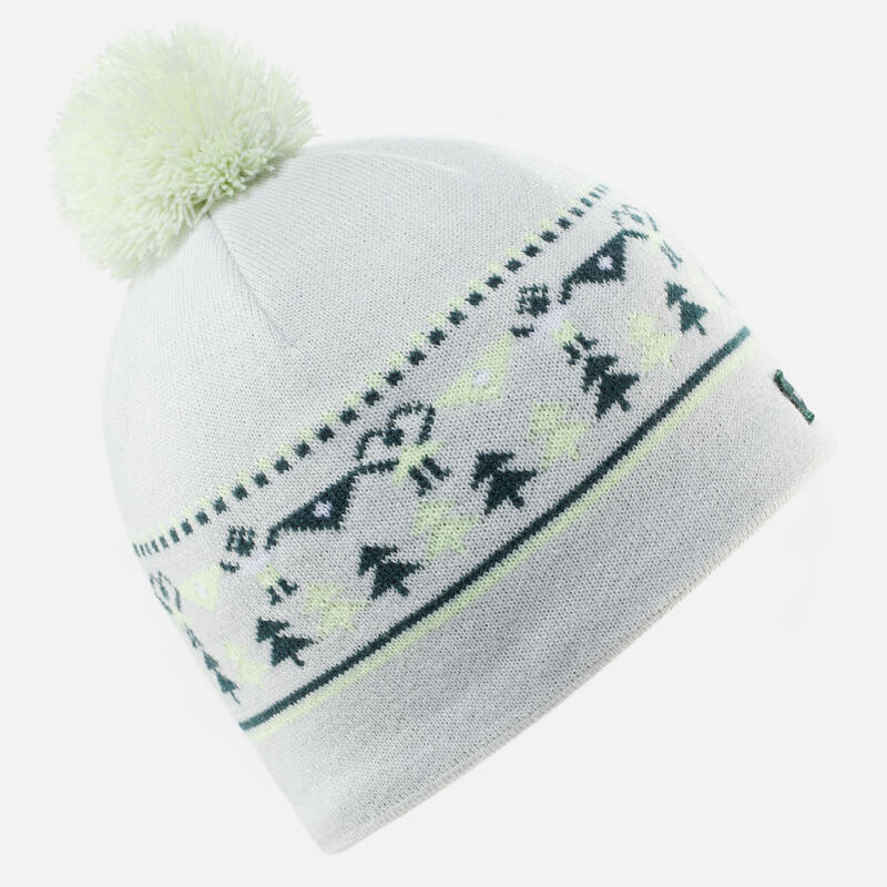 BONNET DE SKI ENFANT - JACQUARD - GRIS JAUNE VERT