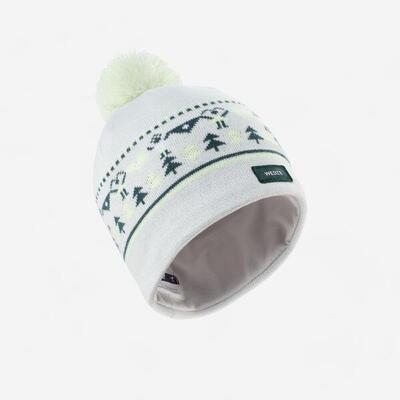 Skimuts voor kinderen jacquard grijs/geel/groen
