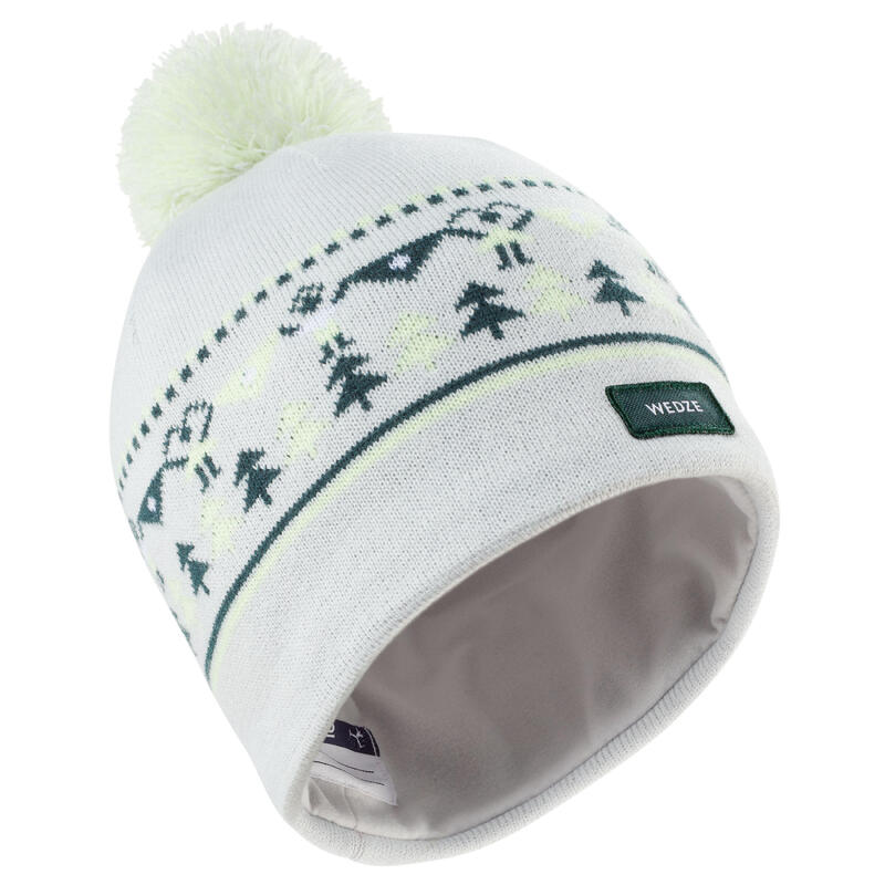 BONNET DE SKI ENFANT - JACQUARD - GRIS JAUNE VERT