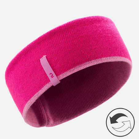 KIDS SKI HEADBAND REVERSE PINK PINK