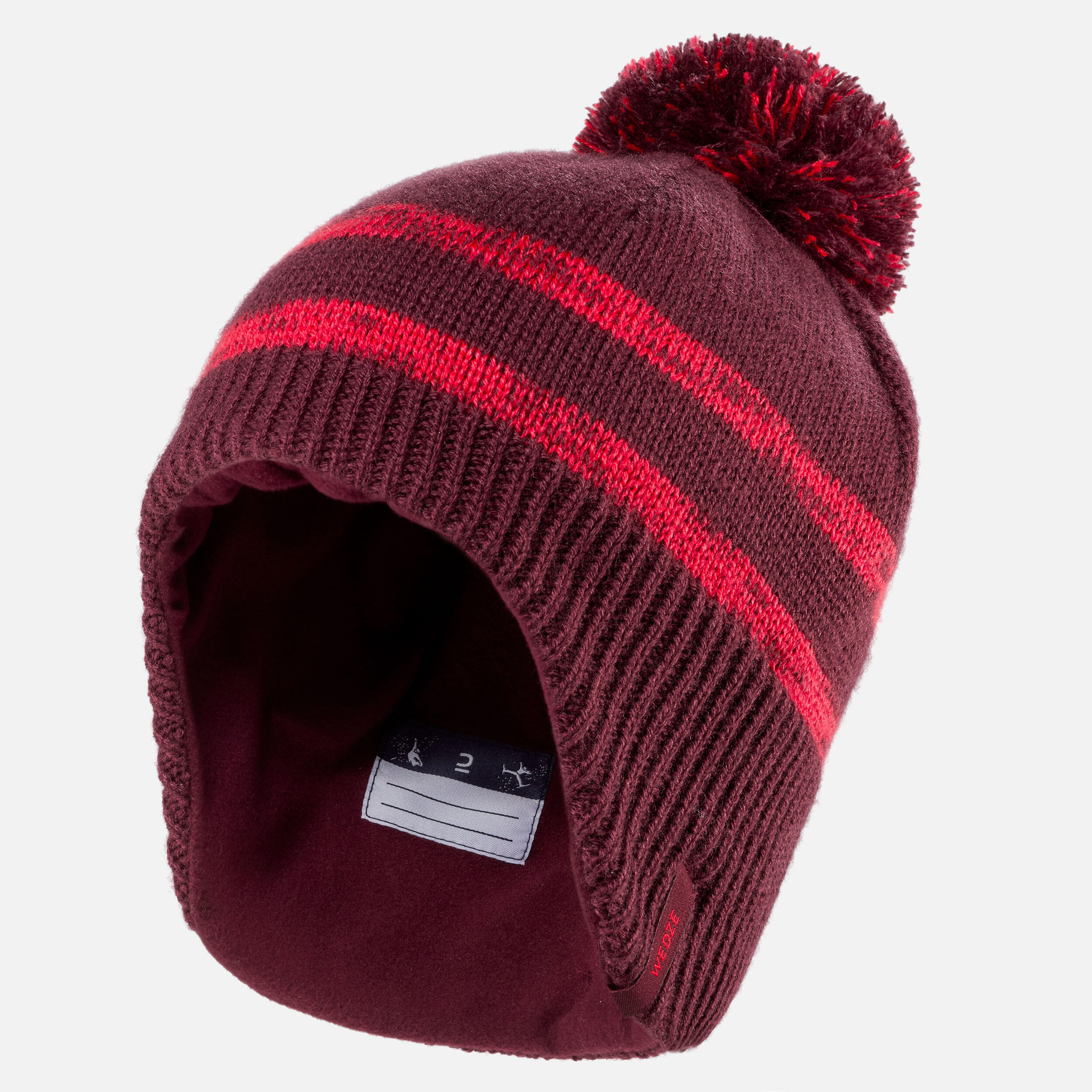 BABY SKI HAT - FLAP - BURGUNDY 3/9