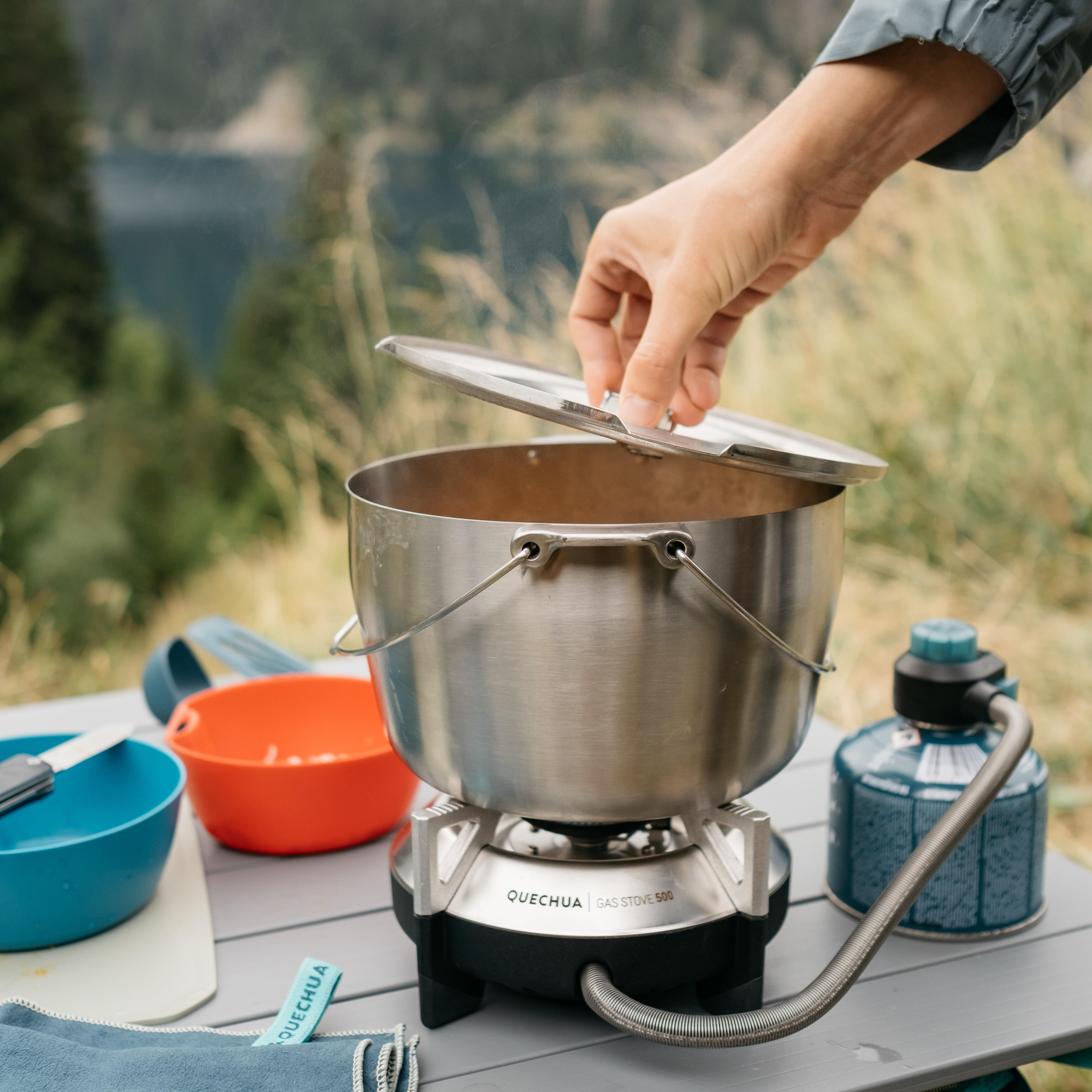 Campfire casserole for 4 people camping - stainless steel - 3 liters