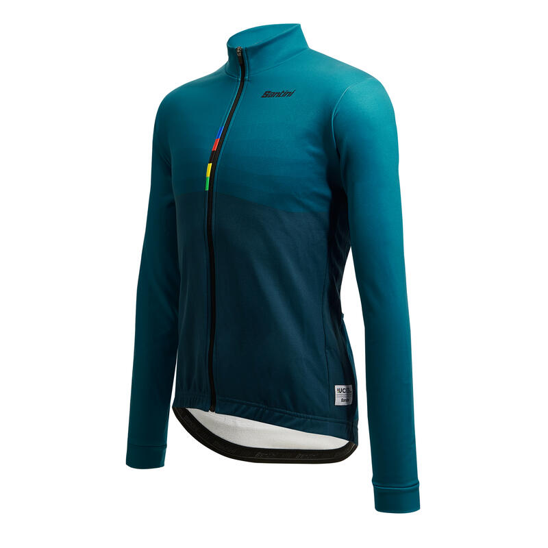 Maglia manica lunga ciclismo bici da corsa mezza stagione Santini UCI Teal