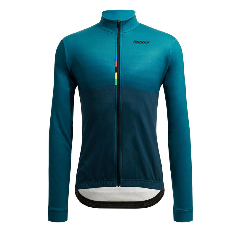 Maglia manica lunga ciclismo bici da corsa mezza stagione Santini UCI Teal