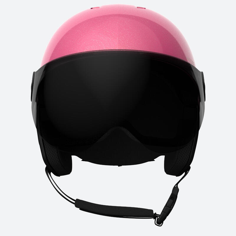 CAPACETE DE SKI CRIANÇA COM VISEIRA H-KID 550 ROSA BRILHANTE