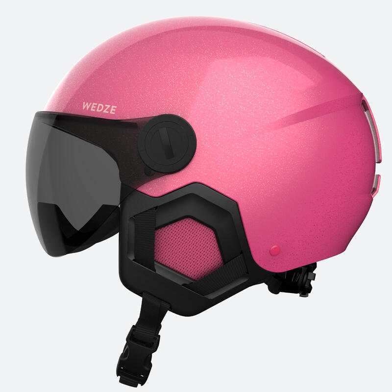 CASQUE DE SKI À VISIÈRE ENFANT H-KID 550 ROSE PAILETTES