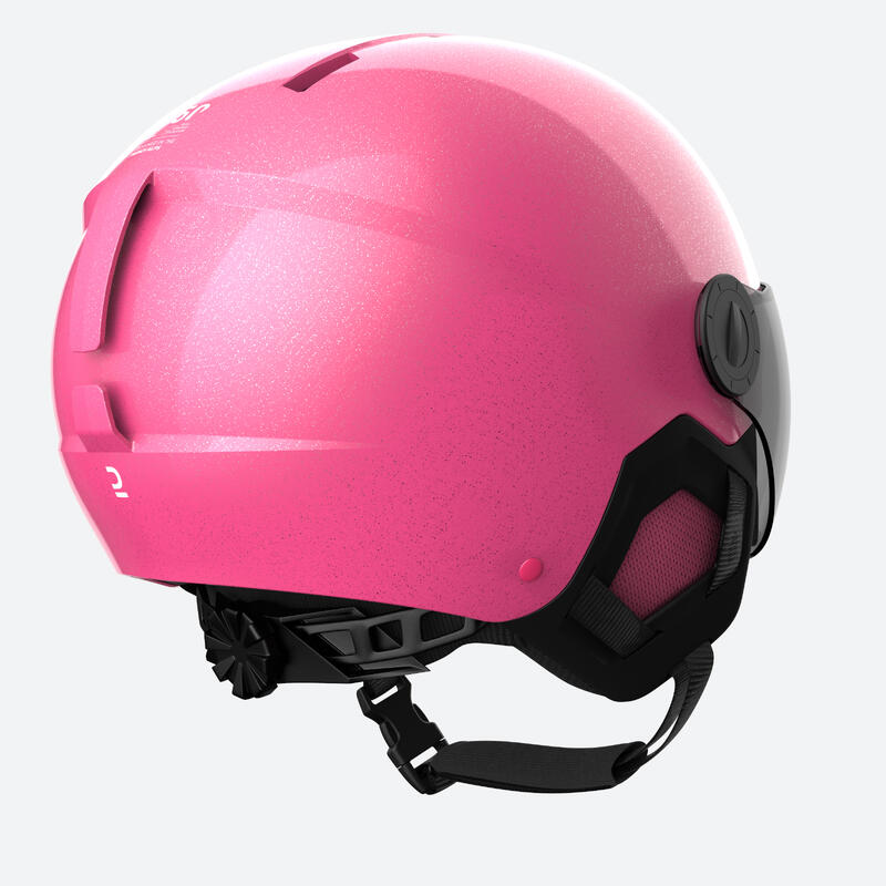 Skihelm mit Visier Kinder- H-KID 550 rosa Pailetten 