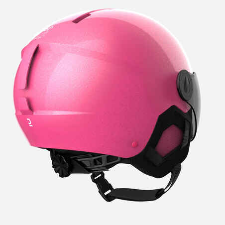 H-KID 550 CHILDREN'S SKI HELMET WITH VISOR GLITTER PINK