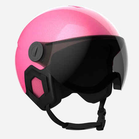 H-KID 550 CHILDREN'S SKI HELMET WITH VISOR GLITTER PINK