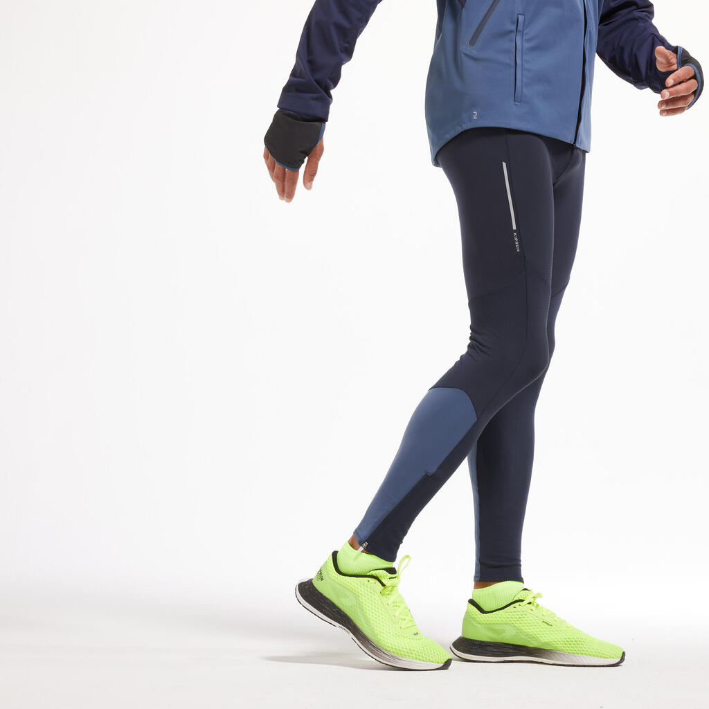 Tople muške helanke za trčanje -KIPRUN Run 500 Warm tamnoplave