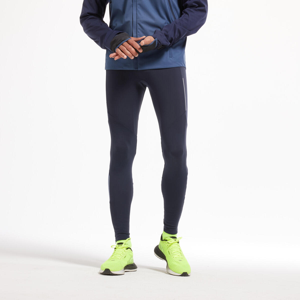 Collant chaud de running Homme, KIPRUN Run 500 Warm Bleu foncé