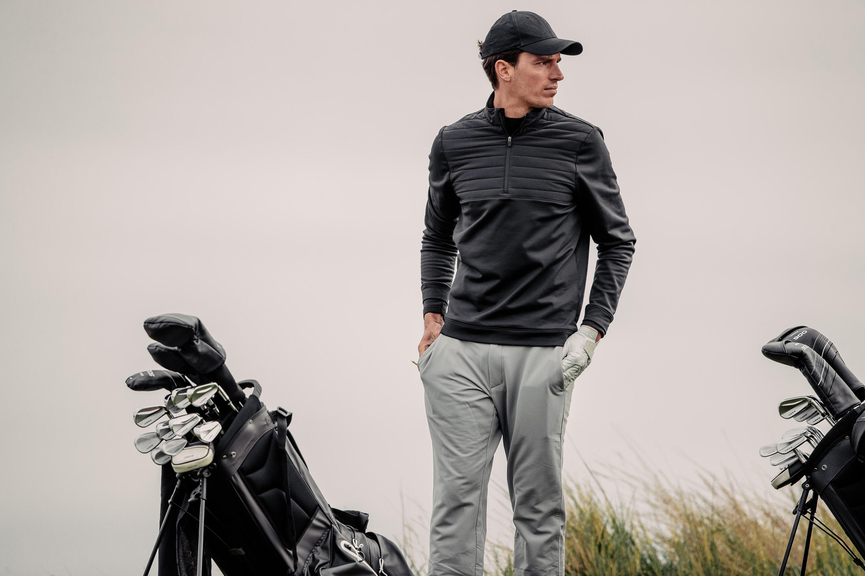 Jersey golf Hombre CW500 negro 10/10