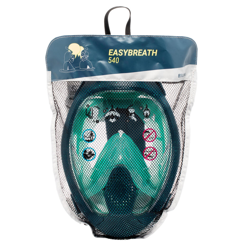 Celotvárová maska Easybreath 540 pre dospelých s akustickým ventilom kaki-ružová