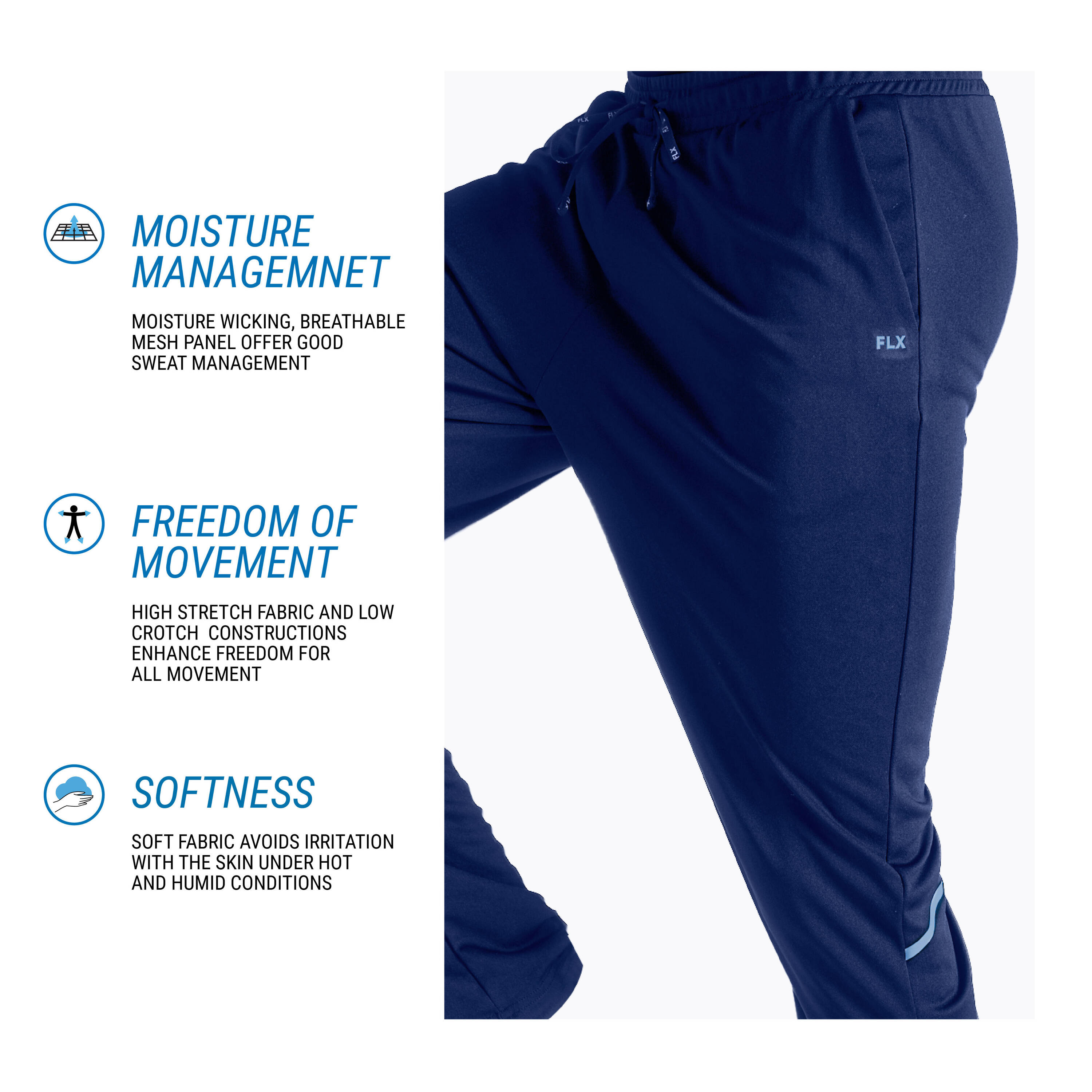 Men Cricket Trousers Comfortable & Breathable CTS500 - Navy Blue -  2
