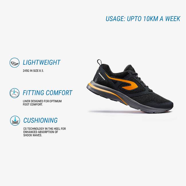 Kalenji Run Active Men's Running Shoes - Orange Black