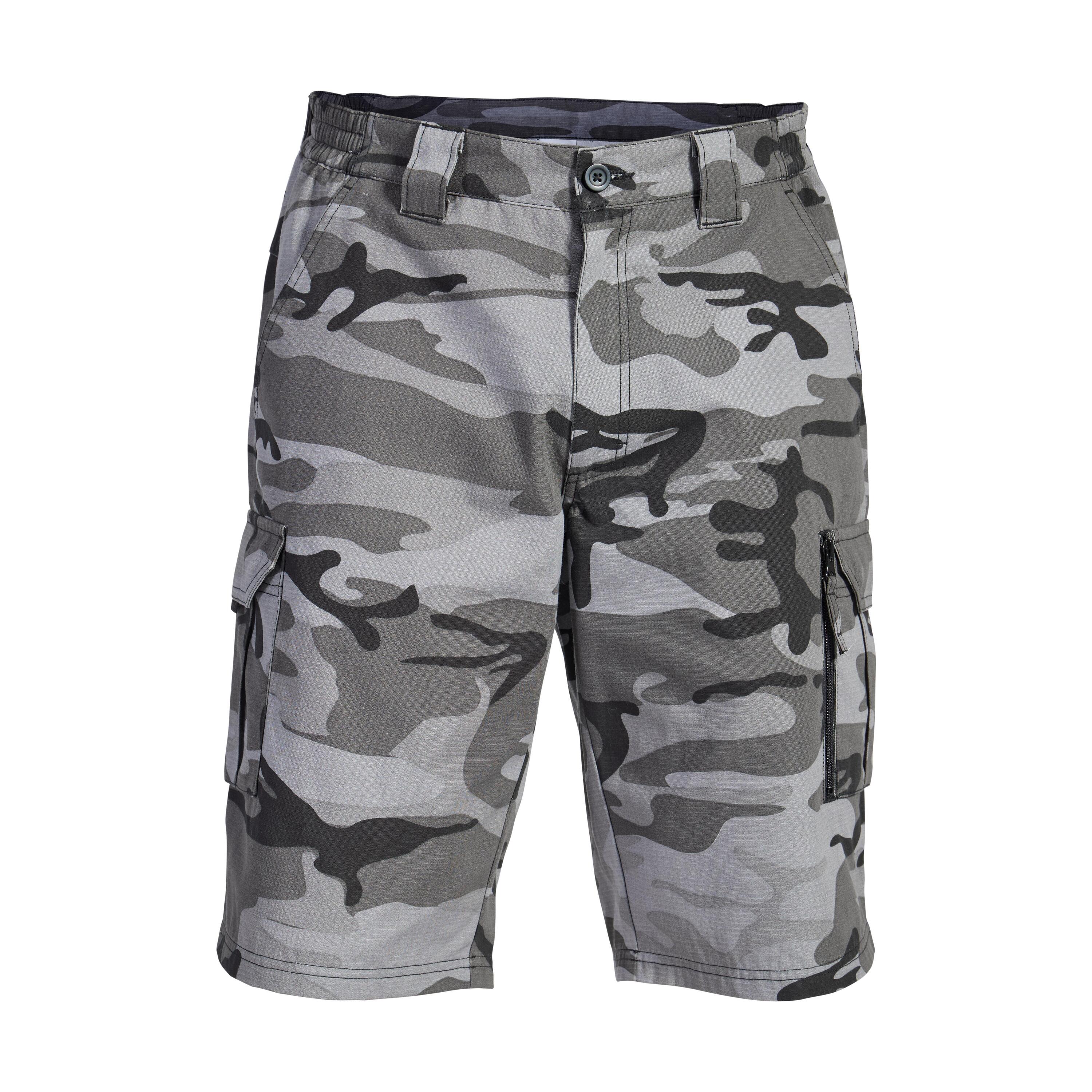Jagdshorts/Bermuda Shorts 500 Cargo Camouflage Woodland schwarz 8/36