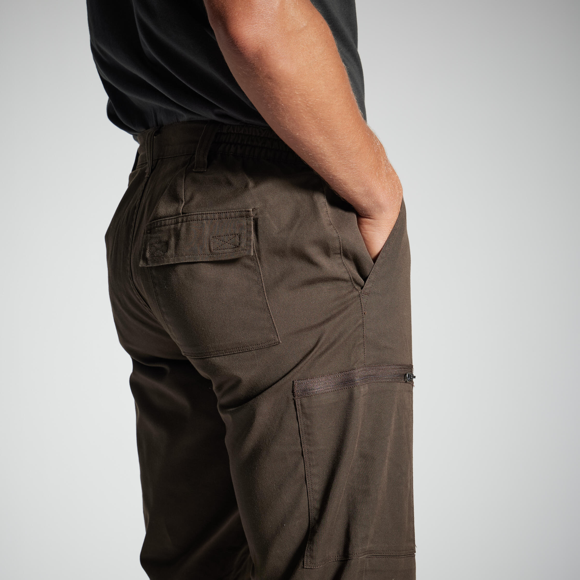 Jagdhose Steppe 300 Cargo strapazierfähig braun  15/26