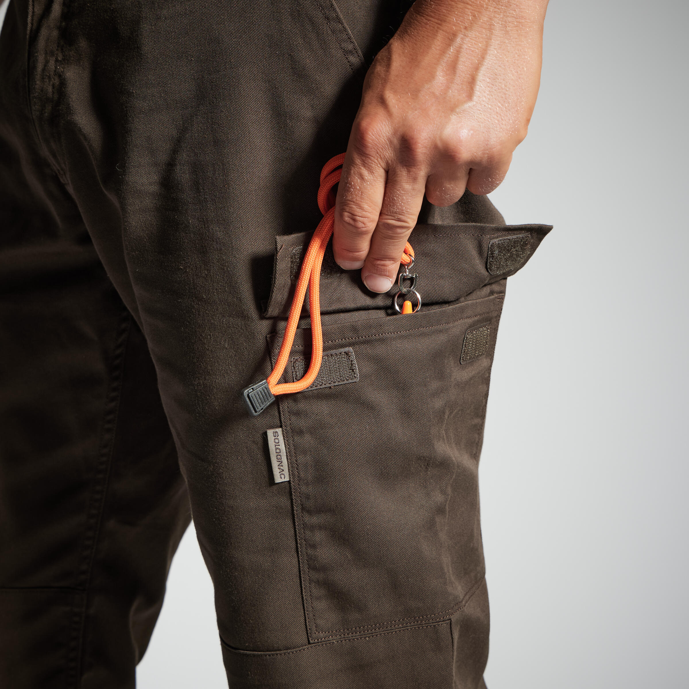 Jagdhose Steppe 300 Cargo strapazierfähig braun  19/26