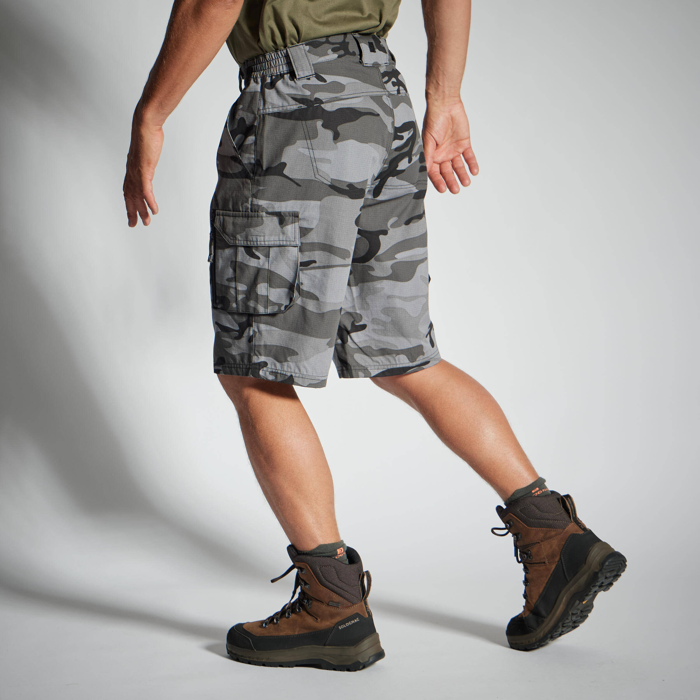 Men Cargo Bermuda Shorts Army Military Camo Print 500 - Camo Grey -  2