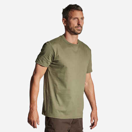 Camiseta Manga Corta Hombre Caza Solognac 100 Verde Algodon