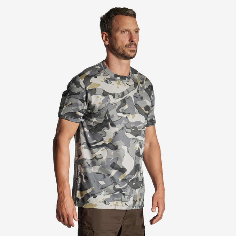 T-Shirt Woodland 100 strapazierfähig Camouflage grau 