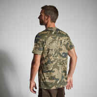 Camiseta Manga Corta Hombre Caza Solognac 100 Camuflaje Woodland Verde