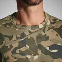 Camiseta Manga Corta Hombre Caza Solognac 100 Camuflaje Woodland Verde