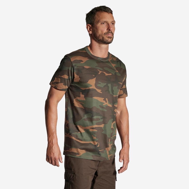 T-Shirt 100 Woodland strapazierfähig Camouflage grün 