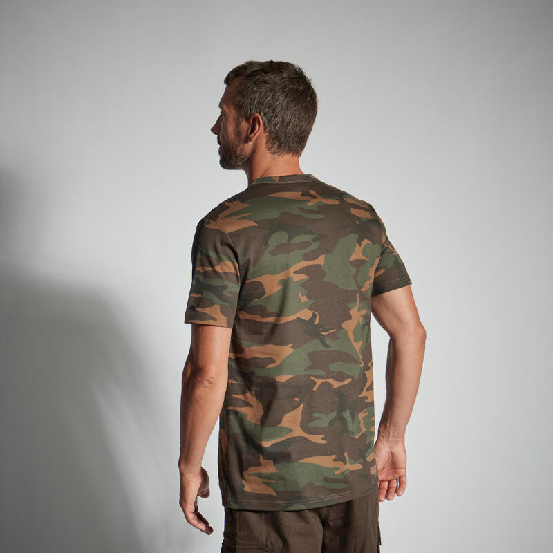 T-Shirt 100 Woodland strapazierfähig Camouflage grün 